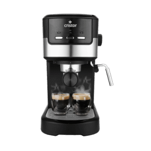 Mini Machine A Café 3 en 1 CRISTOR Capsules et Café moulu -20 BARS-1100 W- Noir Inox