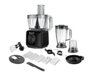 Robot De Cuisine NARDI Multi Fonctions -1000 W- 3.5 L Bol – 1.8 L Blender – Moulin à moudre – Fouet – Noir